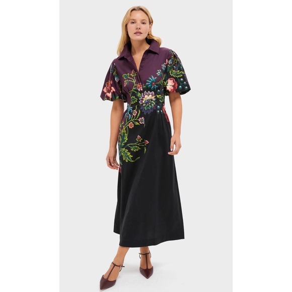 Tuckernuck Dresses & Skirts - Tuckernuck Midnight Moonflower Delaney Dress Purple Floral Midi Size S